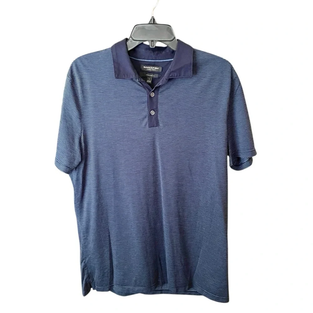Banana Republic men’s Luxury Touch standard fit short sleeve polo shirt L blue